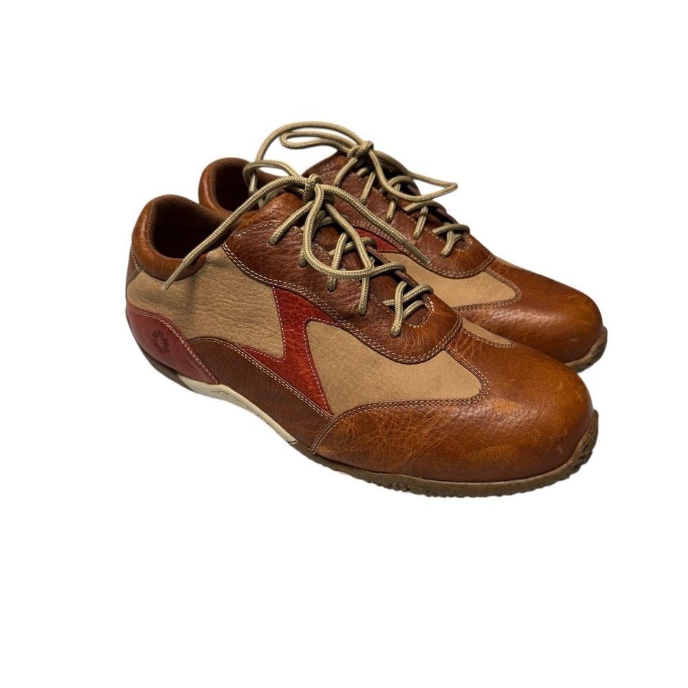 Zūmfoot Leather Sneakers Women's EU 39 Wide Comfort Brown‎ Tan Red Z2515 Lace Up